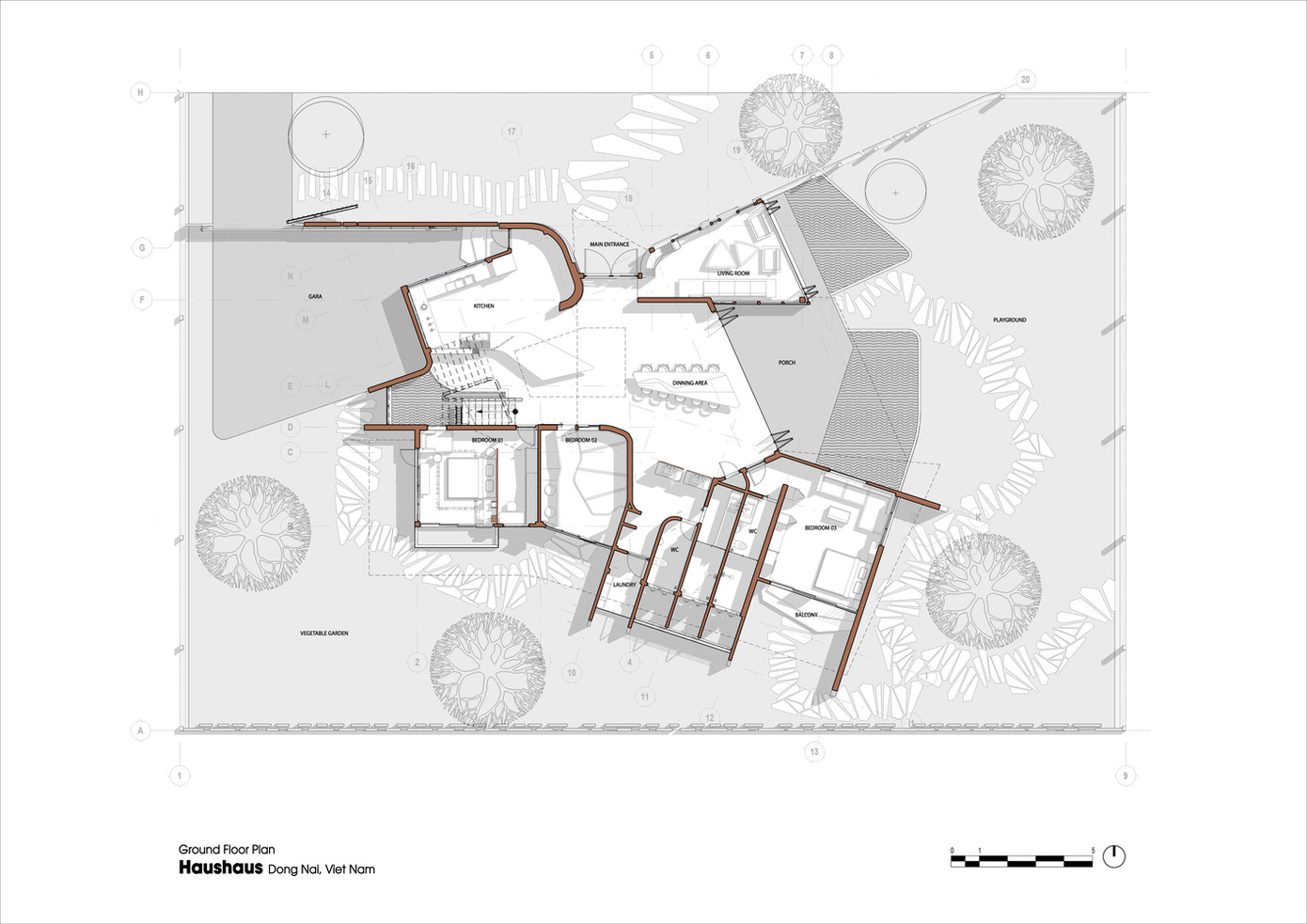 Từ bếp có thể kết nối trực tiếp với phòng ngủ, phòng khách và phòng giải trí mà không cần đi qua bất kỳ không gian đệm nào khác.