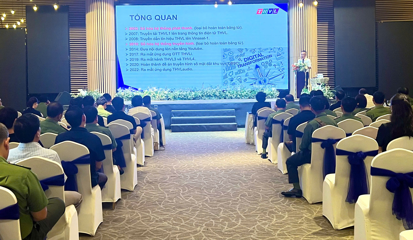 Tham luận tại hội thảo “Thực tế sản xuất nội dung trên nền tảng số" của lãnh đạo Đài truyền hình Vĩnh Long.