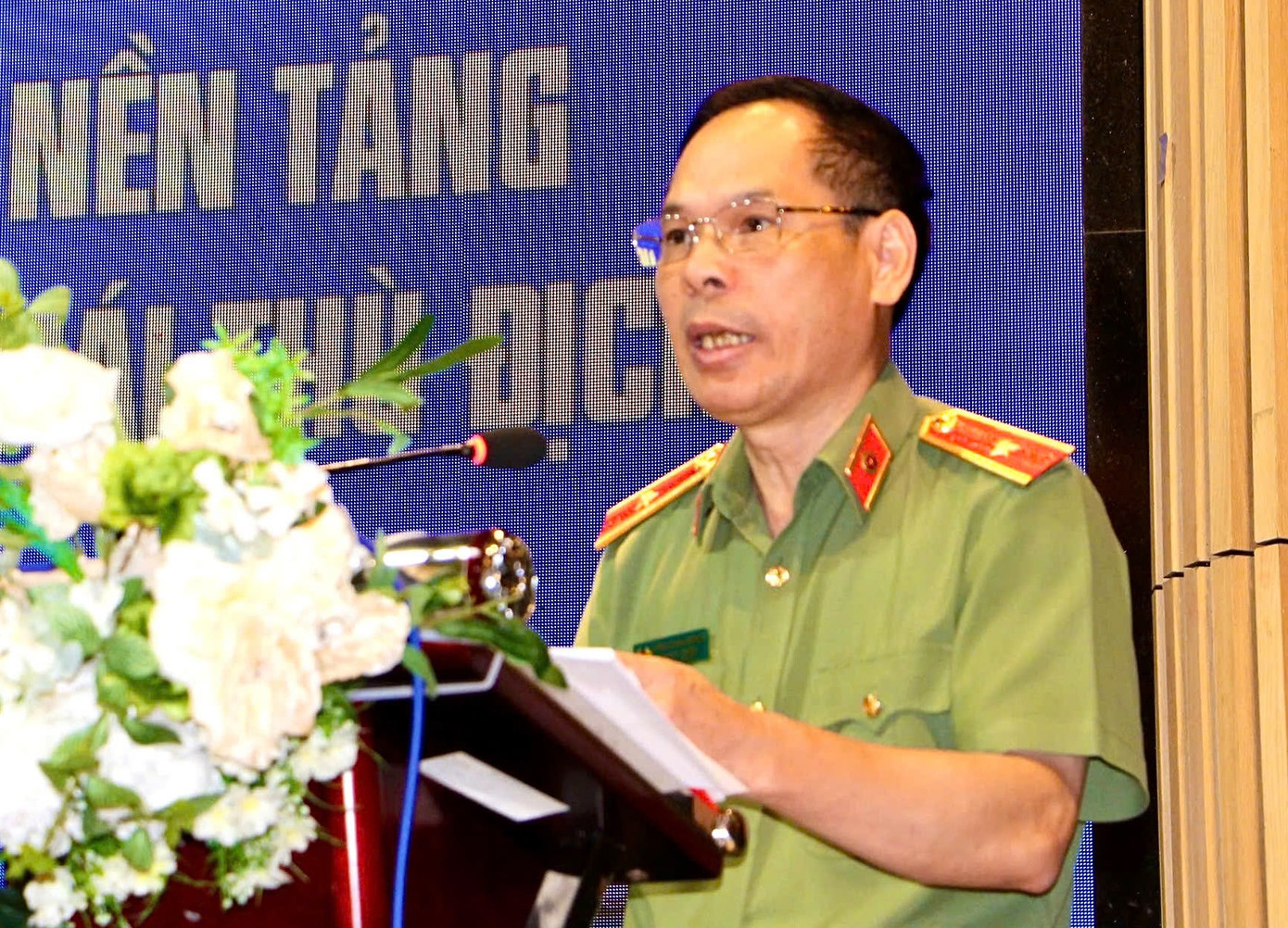 Thiếu tướng Trần Thanh Phong phát biểu chỉ đạo tại lớp tập huấn.