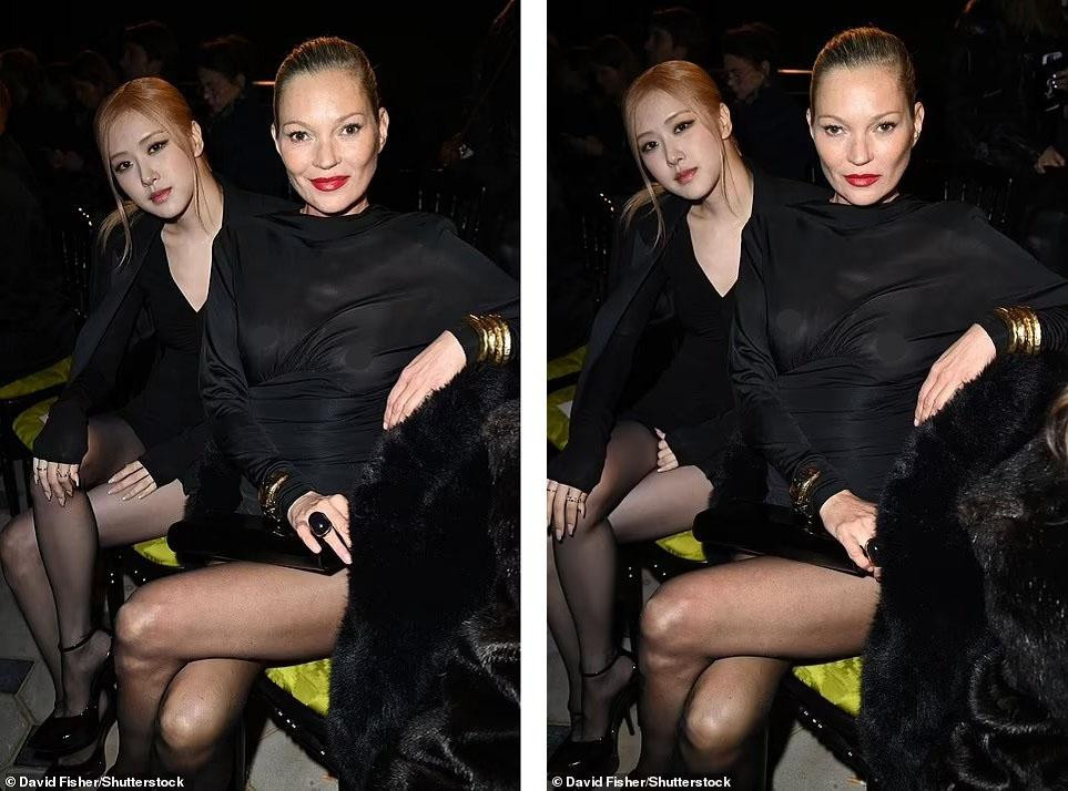 Kate Moss ngồi hàng ghế đầu cùng Rosé (BlackPink) - đại sứ toàn cầu của YSL.