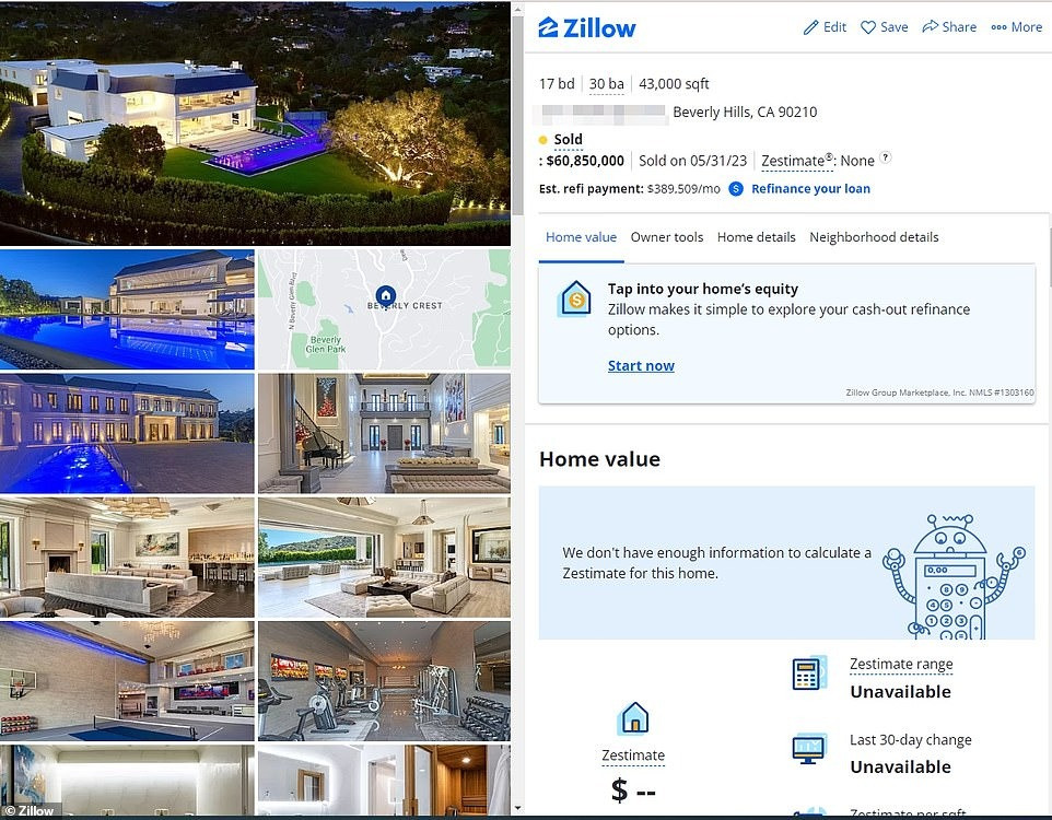 Biệt thự 60 triệu USD của Bennifer xuất hiện trở lại trên trang bất động sản, sau khi bị xóa vào tháng 5/2023 do đã bán thành công. Biệt thự 60 triệu USD của Bennifer xuất hiện trở lại trên trang bất động sản, sau khi bị xóa vào tháng 5/2023 do đã bán thành công.