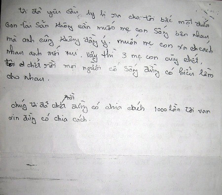 Hai trong ba trang thư cuối cùng của cô dâu Việt vắn số Võ Thị Minh Phương viết để lại trước khi cùng hai con tự tử tại Hàn Quốc