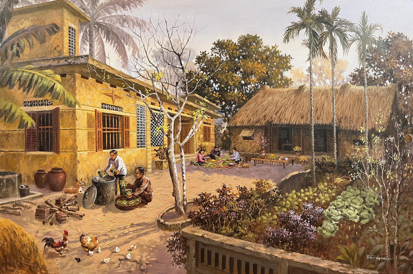 Anh Trần Nguyên bắt đầu sáng tác mảng đề tài thôn quê từ hai năm trước. Trước dịch, anh dành nhiều thời gian vi vu ở những làng cổ như Đường Lâm, Cự Đà để lấy cảm hứng (Tác phẩm Đoàn viên). Anh Trần Nguyên bắt đầu sáng tác mảng đề tài thôn quê từ hai năm trước. Trước dịch, anh dành nhiều thời gian vi vu ở những làng cổ như Đường Lâm, Cự Đà để lấy cảm hứng (Tác phẩm Đoàn viên).