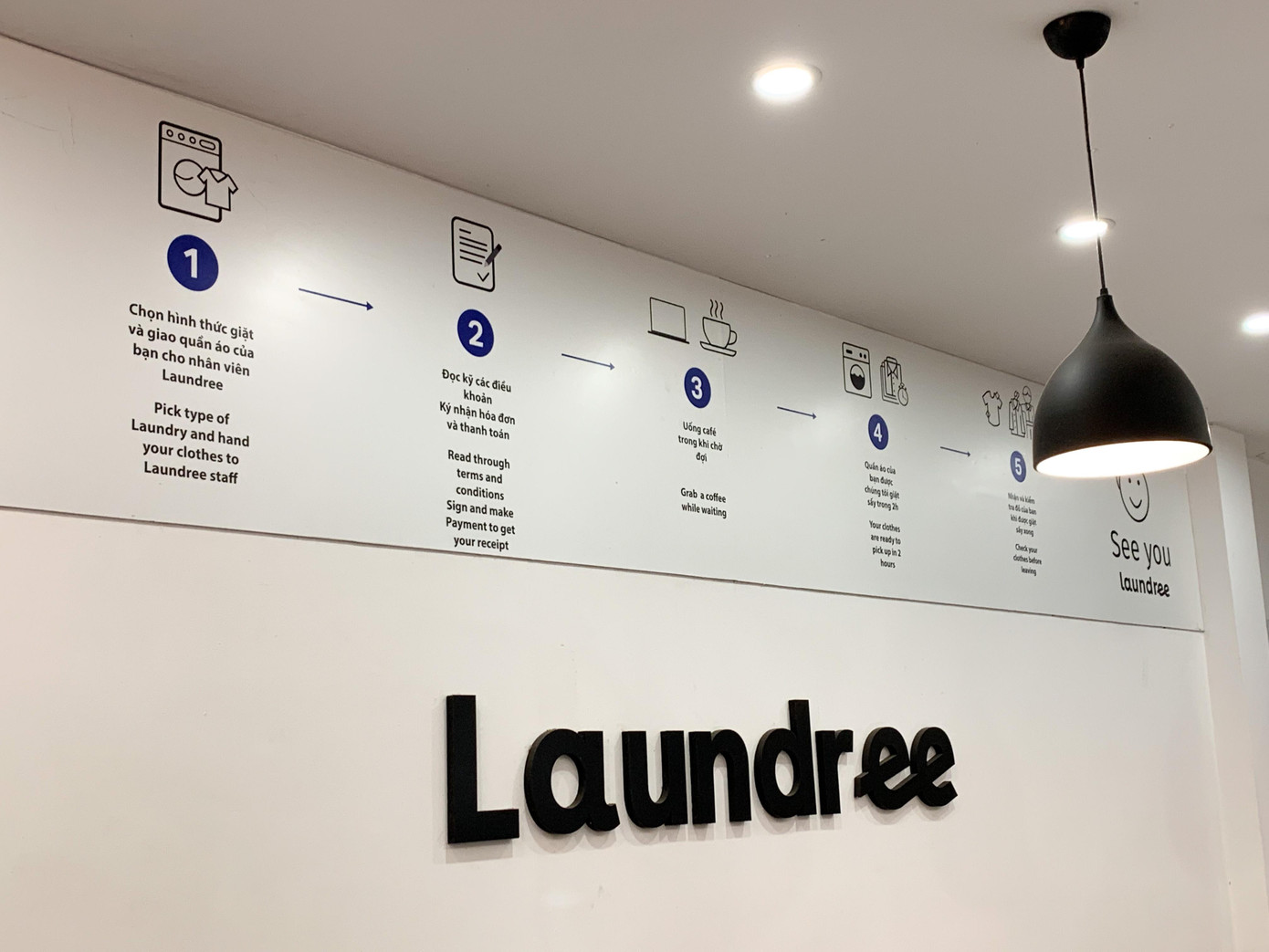 Các bước trải nghiệm dịch vụ cà phê - giặt là.