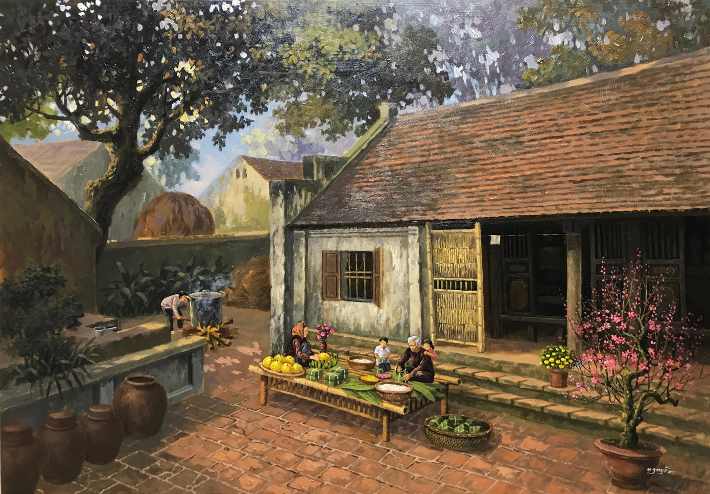 Tác phẩm Tết xưa. Tác phẩm Tết xưa.