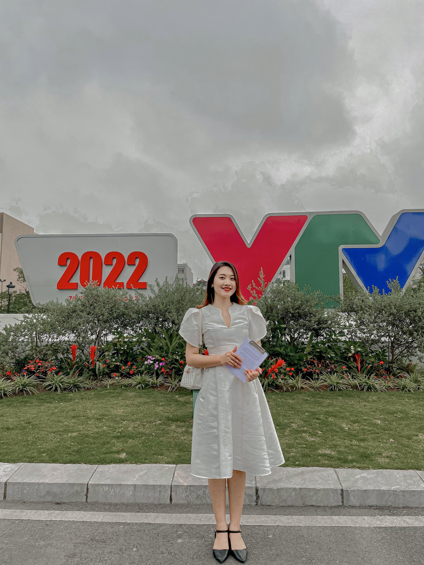 Minh Phương trong buổi casting MC tại VTV3.