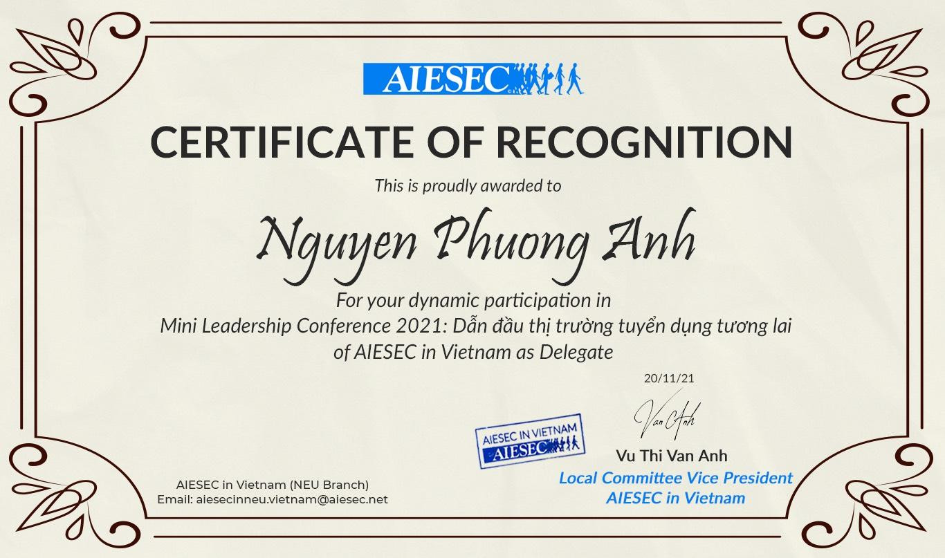 Một số thành tích, chứng nhận mà Phương Anh đã đạt được tại Học viện. Một số thành tích, chứng nhận mà Phương Anh đã đạt được tại Học viện.