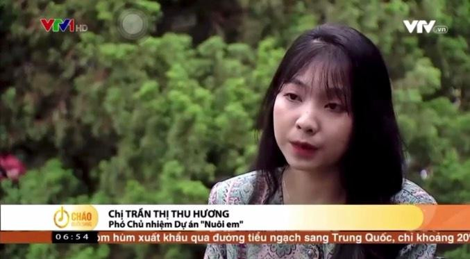 Thu Hương trong buổi phóng vấn chương trình "Chào buổi sáng" do VTV1 thực hiện. (Ảnh chụp màn hình)