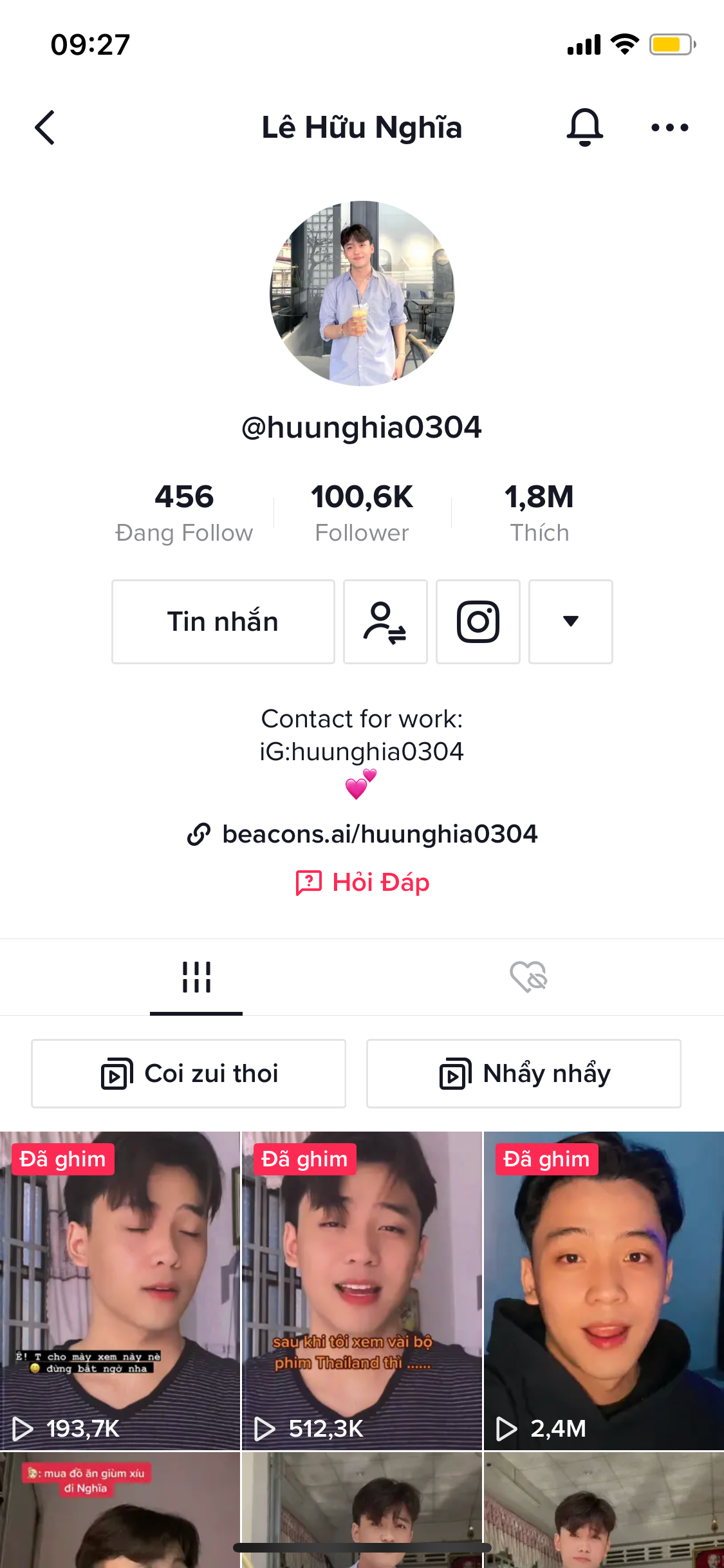 Hữu Nghĩa luôn muốn xây dựng một kênh tiktok “ sạch”, vì chỉ có như vậy mới phát triển được lâu dài và có nhiều cơ hội hơn. Hữu Nghĩa luôn muốn xây dựng một kênh tiktok “ sạch”, vì chỉ có như vậy mới phát triển được lâu dài và có nhiều cơ hội hơn.