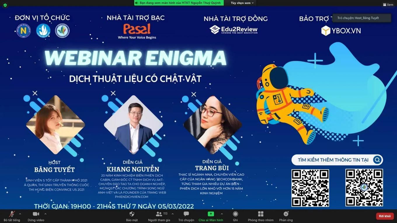 Host Webinar Enigma: Dịch Thuật Liệu Có Chật Vật.
