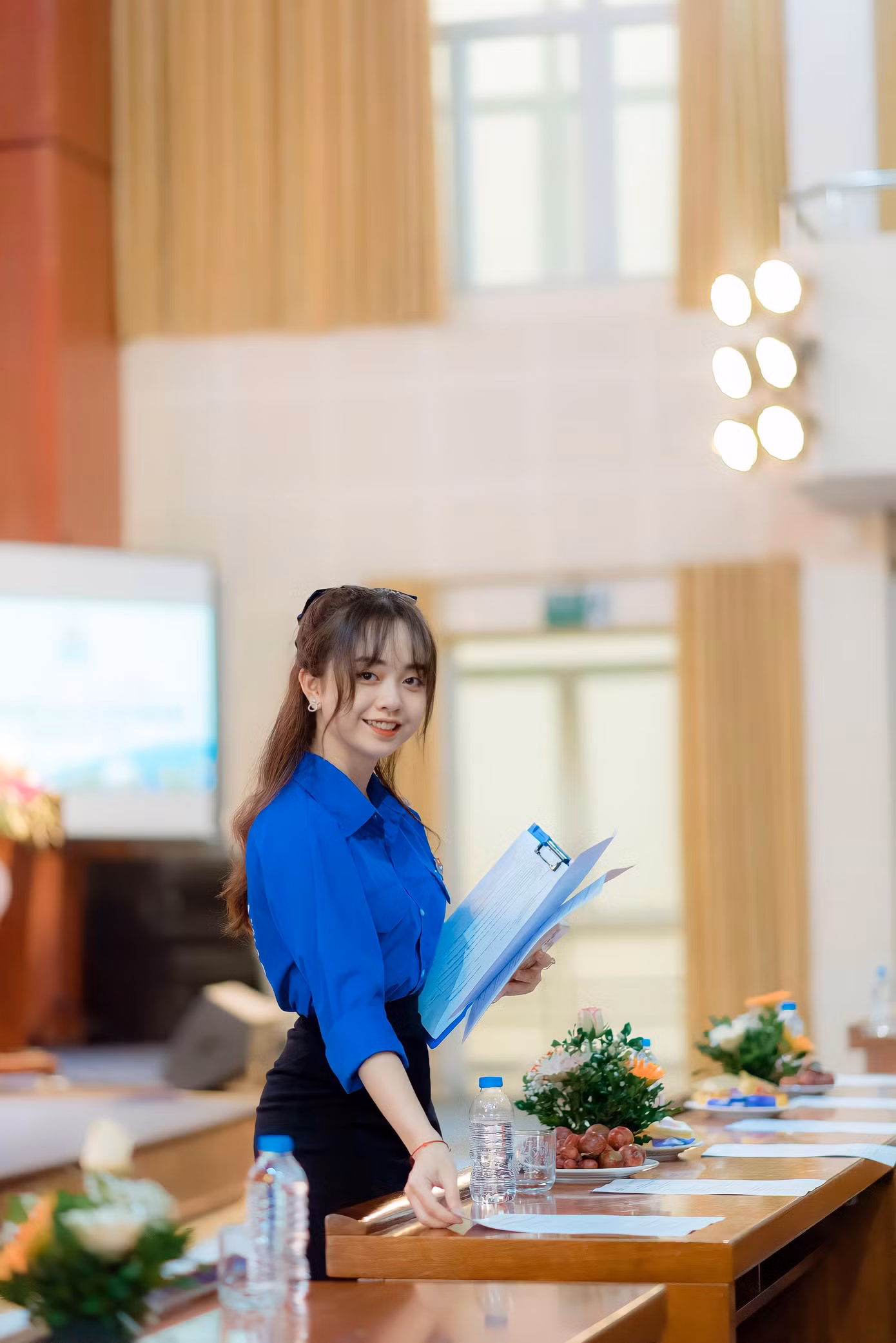 Trần Nguyễn Linh Giang tại Đại hội Đại biểu Liên chi Đoàn khoa nhiệm kỳ 2022-2024.