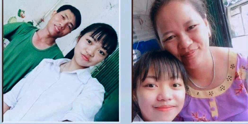 Bức ảnh Ni Na chụp cùng bố và mẹ.