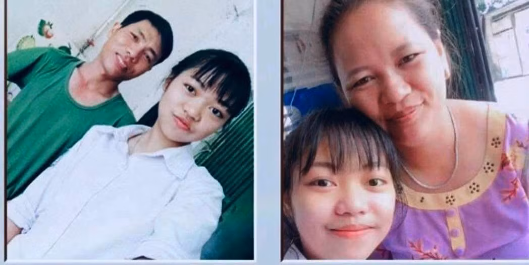 Bức ảnh Ni Na chụp cùng bố và mẹ.