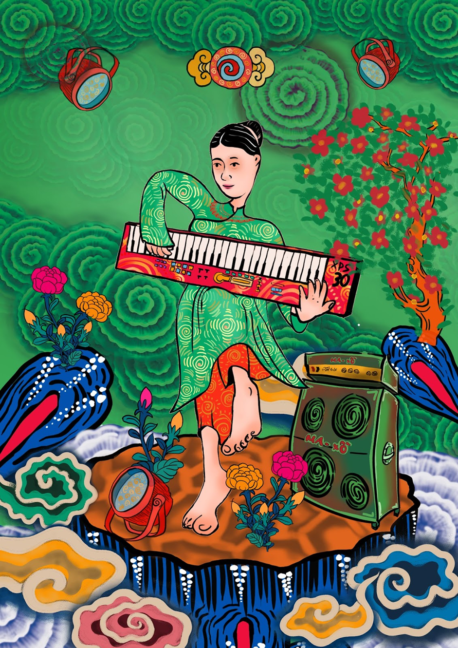 Bức Keyboard như mang tới một làn gió mới - hình ảnh một cô gái phá cách, đầy tinh nghịch thoát khỏi nhiều giới hạn và định kiến để có thể tự do là chính mình. Dù vẫn khoác trên mình chiếc áo dài xanh truyền thống. Bức Keyboard như mang tới một làn gió mới - hình ảnh một cô gái phá cách, đầy tinh nghịch thoát khỏi nhiều giới hạn và định kiến để có thể tự do là chính mình. Dù vẫn khoác trên mình chiếc áo dài xanh truyền thống.