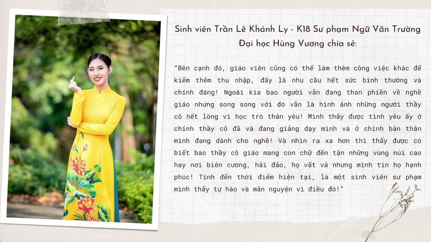Trần Lê Khánh Ly - K18 Sư phạm Ngữ Văn, Trường Đại học Hùng Vương chia sẻ quan điểm. (Ảnh: Linh Chi)