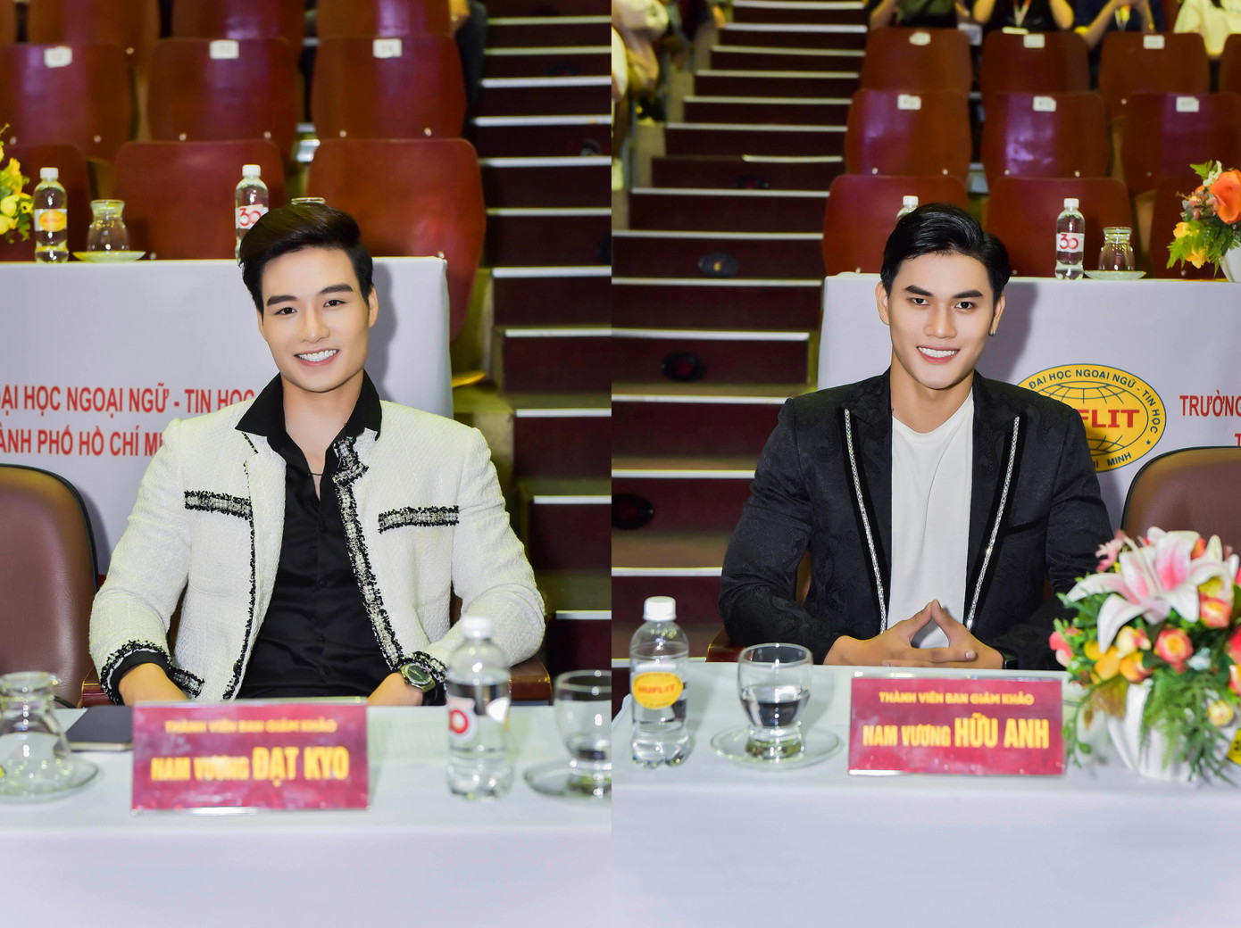 Hai chàng Quán quân Người mẫu Thể hình Việt Nam Đạt Kyo và Hữu Anh xuất hiện lịch lãm, điển trai trong vai trò giám khảo. Ảnh: Trương Phước Lộc