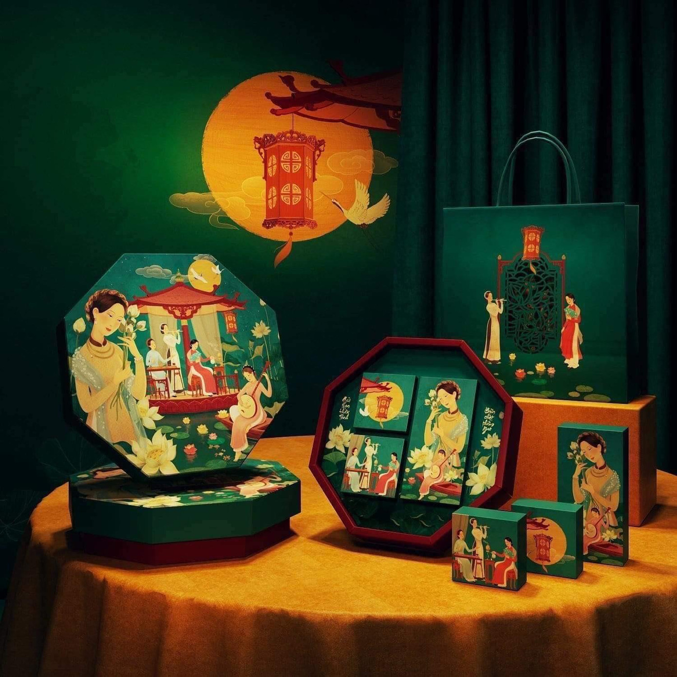 Vỏ hộp bánh hiện đại được thiết kế sang trọng, lịch sự, tinh tế (Ảnh: Thu Hương)