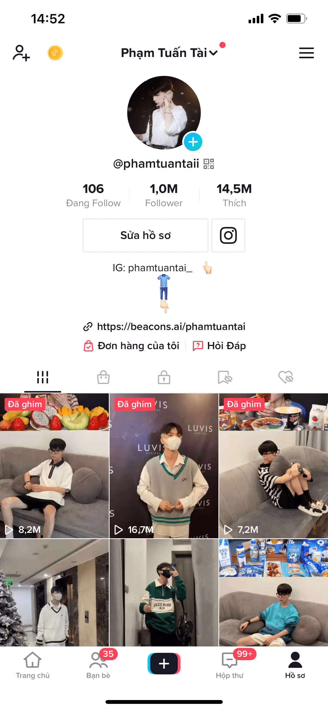 Mới đây, kênh Tiktok Phạm Tuấn Tài đạt 1 triệu người theo dõi cùng 14,5 triệu lượt thích, đây là một dấu ấn trong sự nghiệp sáng tạo nội dung của Tuấn Tài.