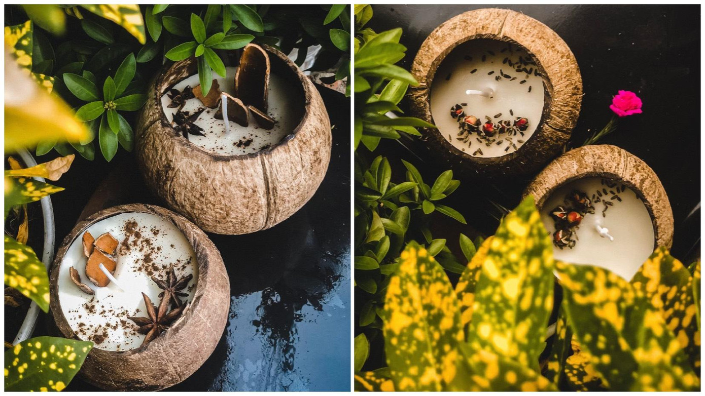 Lê Vy tận dụng những vật liệu tự nhiên để làm bao bì, chẳng hạn như vỏ dừa Bến Tre tạo sự gần gũi thân thiện với môi trường và khách hàng.