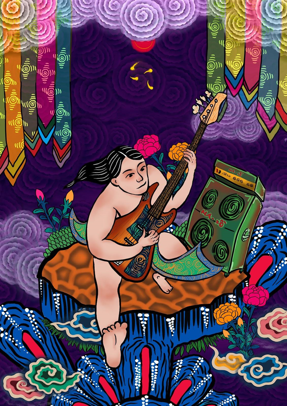 Bức Bassist mang dáng dấp của một sinh viên Kiến trúc điển hình: tóc dài, để râu, rất “nghệ” nhưng cũng không kém phần phá cách, tự do, phóng khoáng bên cây đàn. Bức Bassist mang dáng dấp của một sinh viên Kiến trúc điển hình: tóc dài, để râu, rất “nghệ” nhưng cũng không kém phần phá cách, tự do, phóng khoáng bên cây đàn.