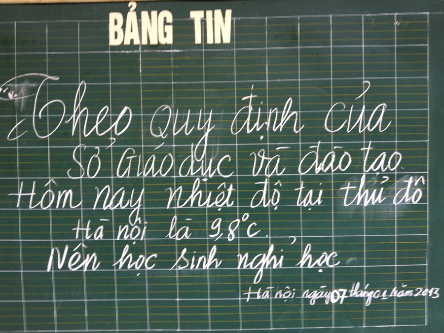 Thông báo nghỉ học sáng nay tại trường tiểu học