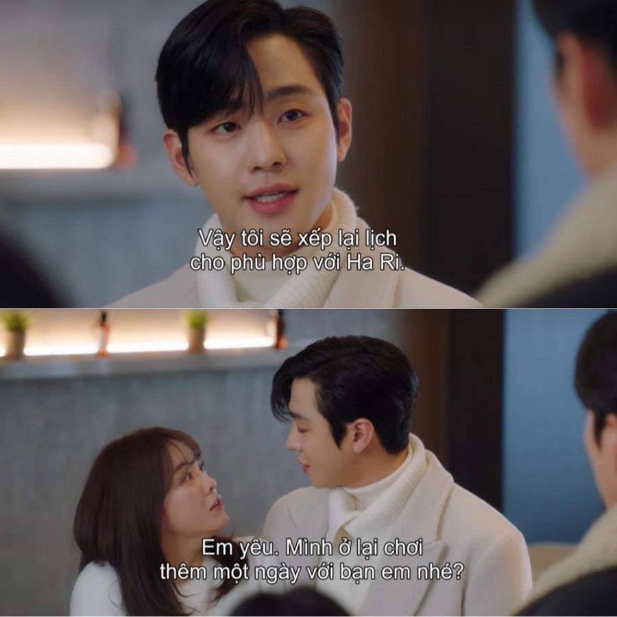 Dù lịch trình bận rộn, nhưng nghe bạn bè rủ Ha Ri ở lại chơi thêm, Kang Tae Moo liền xếp lại lịch làm việc đưa Ha Ri đi chơi cùng bạn.