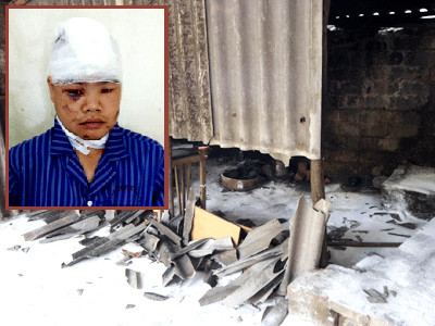 Căn bếp nơi xảy ra án mạng (ảnh lớn) và đối tượng Triệu Văn Tuân (ảnh nhỏ). Căn bếp nơi xảy ra án mạng (ảnh lớn) và đối tượng Triệu Văn Tuân (ảnh nhỏ)