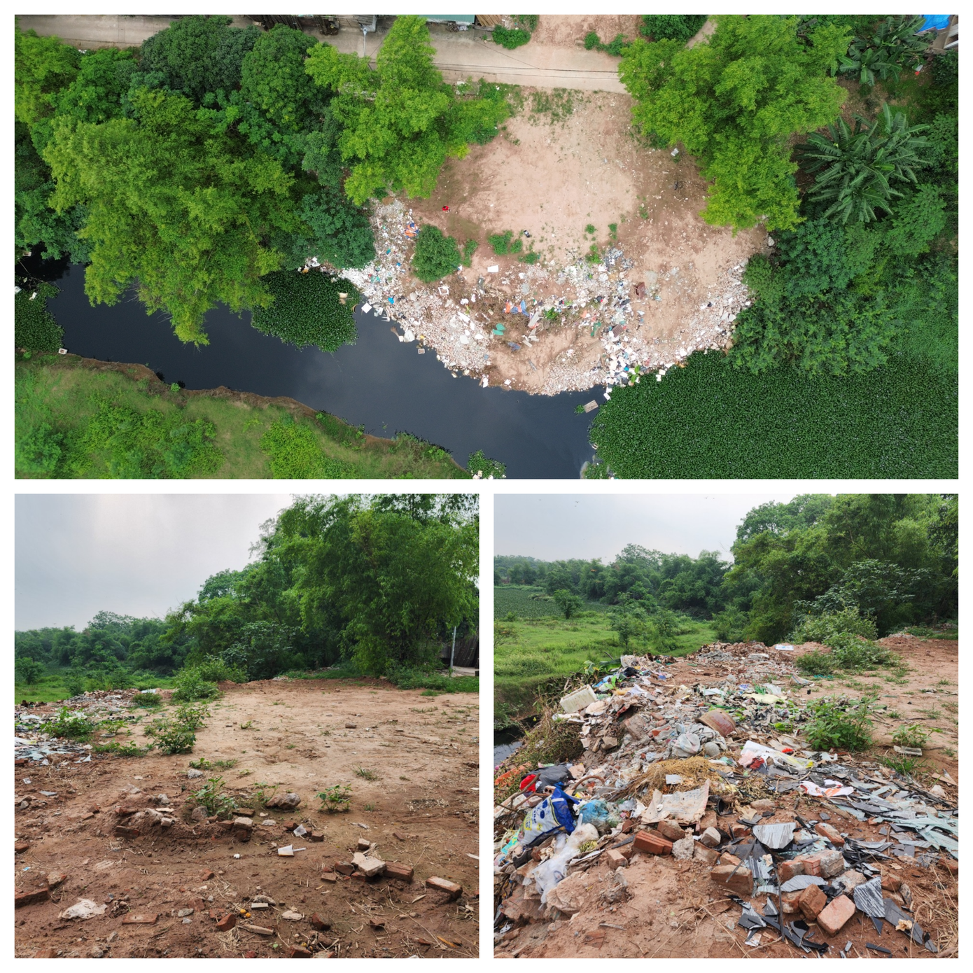 Xã Vân Côn, huyện Hoài Đức là một trong những địa phương có sông Đáy chảy qua. Nhưng đây cũng là nơi có nhiều điểm đổ trạc thải lấn sông Đáy nhất. Trong ảnh là điểm đổ trạc thải nằm sau trong ngõ 156A dọc bờ sông Đáy.