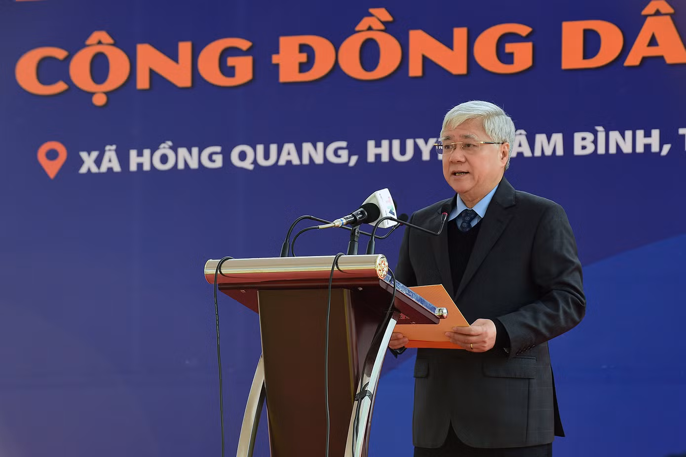 Ông Đỗ Văn Chiến - Bí thư T.Ư Đảng, Chủ tịch Ủy ban T.Ư Mặt trận Tổ quốc Việt Nam phát biểu tại chương trình. Ảnh: Xuân Tùng