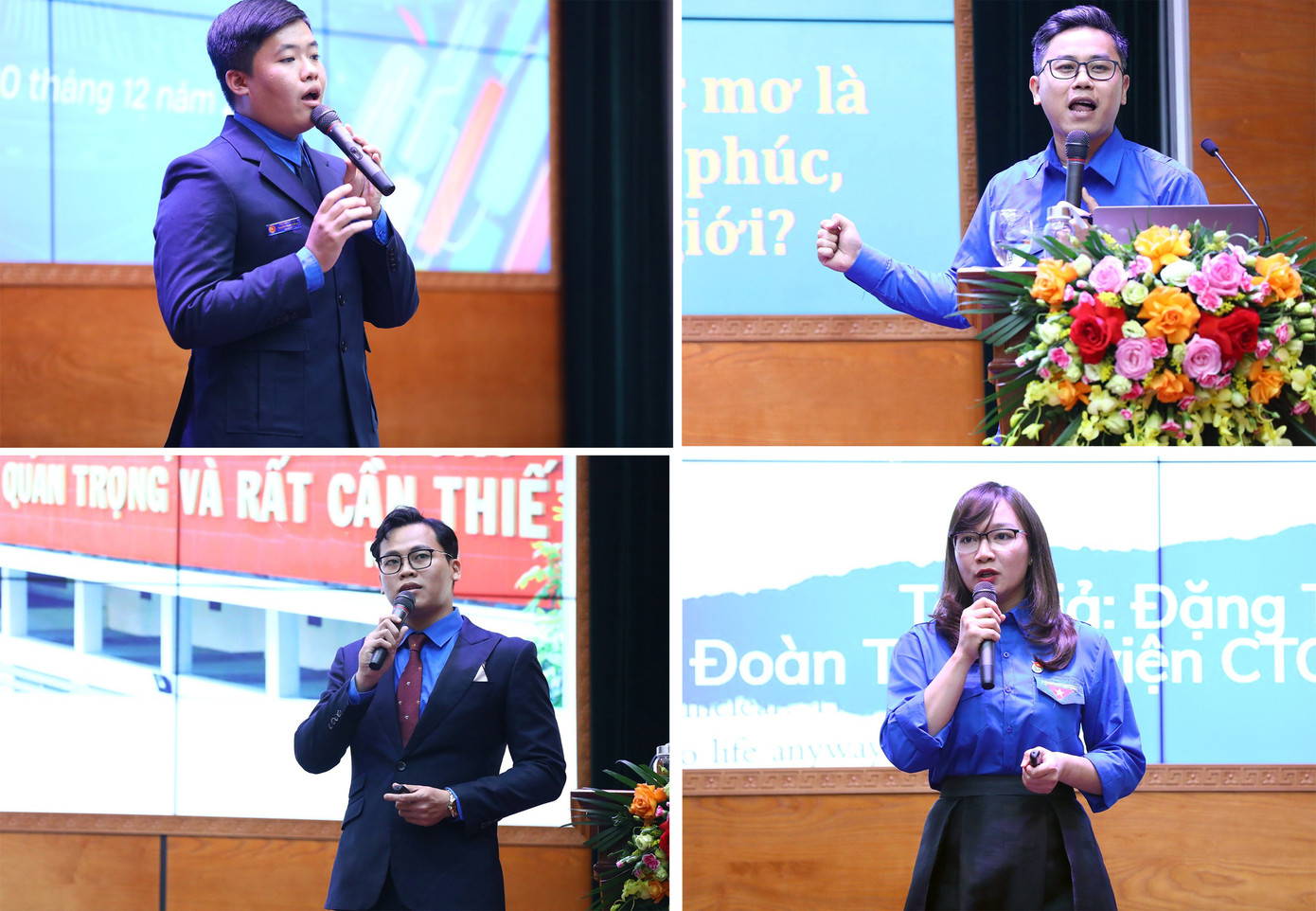 Các báo cáo viên trình bày chuyên đề trong 10 phút và trả lời câu hỏi của thành viên Ban Giám khảo. Ảnh: CTV Các báo cáo viên trình bày chuyên đề trong 10 phút và trả lời câu hỏi của thành viên Ban Giám khảo. Ảnh: CTV