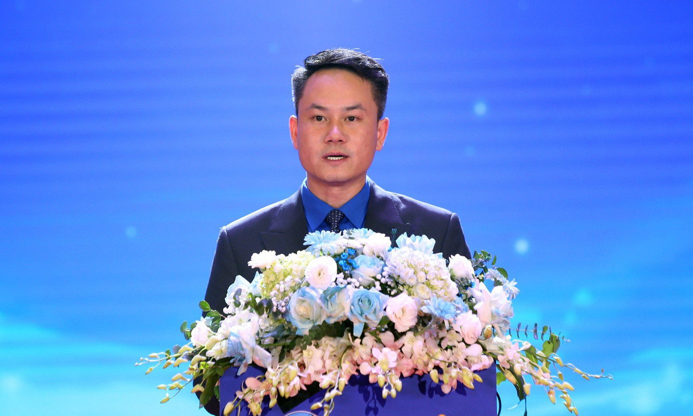 Anh Nguyễn Kim Quy phát biểu tại lễ trao giải thưởng. Ảnh: Lâm Đăng Hải