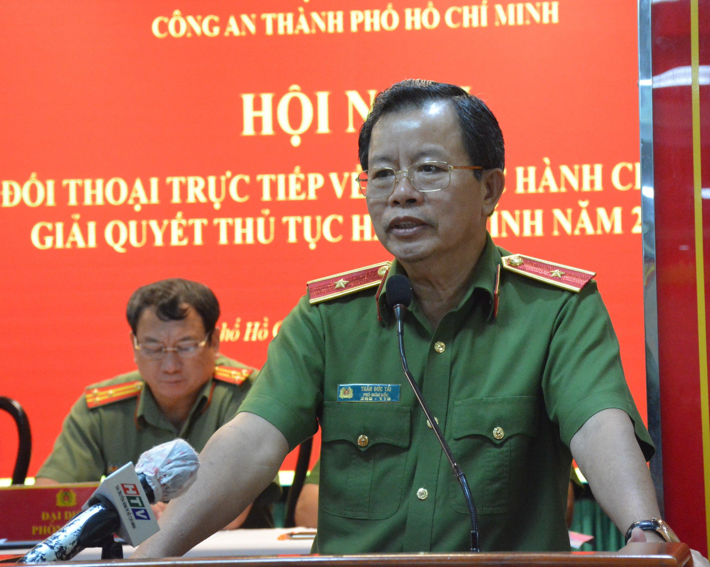 Thiếu tướng Trần Đức Tài - Phó Giám đốc Công an TPHCM phát biểu tại Hội nghị.