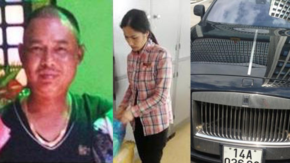 Vợ chồng Dũng “mặt sắt” và chiếc xe Rolls - Royce Phantom của Dũng vừa bị thu giữ 