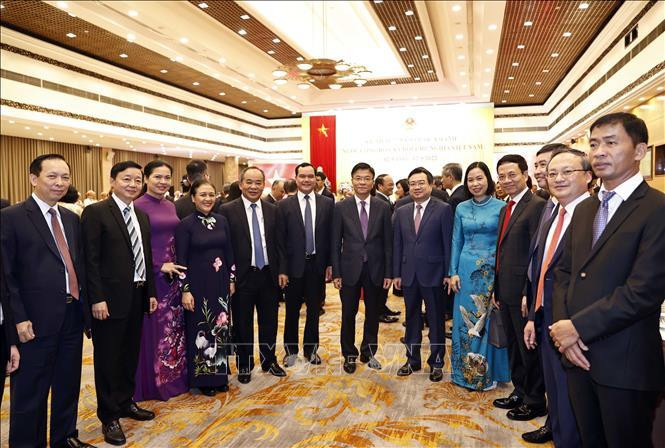 Lãnh đạo Đảng, Nhà nước dự Lễ kỷ niệm. Ảnh: Thống Nhất/TTXVN