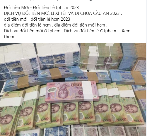 Dịch vụ đổi tiền lẻ, tiền mới ăn chênh lệch nhộn nhịp trên mạng xã hội Dịch vụ đổi tiền lẻ, tiền mới ăn chênh lệch nhộn nhịp trên mạng xã hội