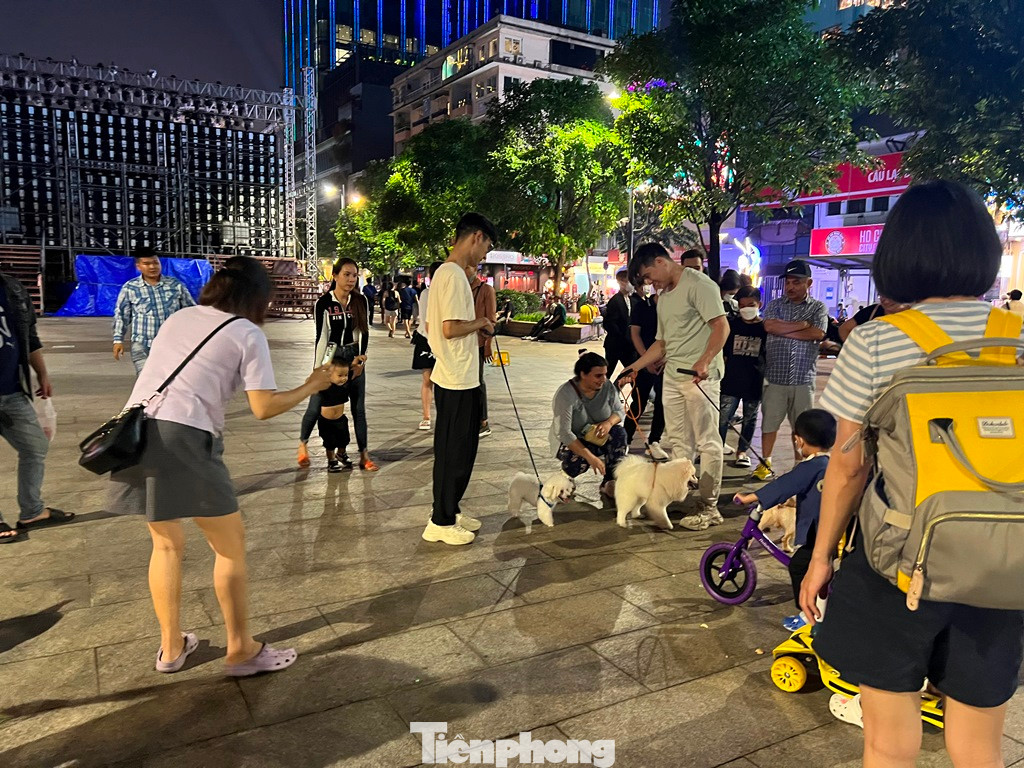 Dù đã có quy định cấm chăn dắt vật nuôi trên phố đi bộ Nguyễn Huệ (quận 1) nhưng tối nào cũng vậy, đặc biệt là vào dịp cuối tuần, nhiều người vẫn đưa "thú cưng" đến đây đi dạo. Đa số những con chó ở đây đều không rọ mõm, phần lớn được chủ dắt dây nhưng vẫn còn nhiều chú cún tự do chạy loạn xạ gần nơi vui chơi có nhiều trẻ em.