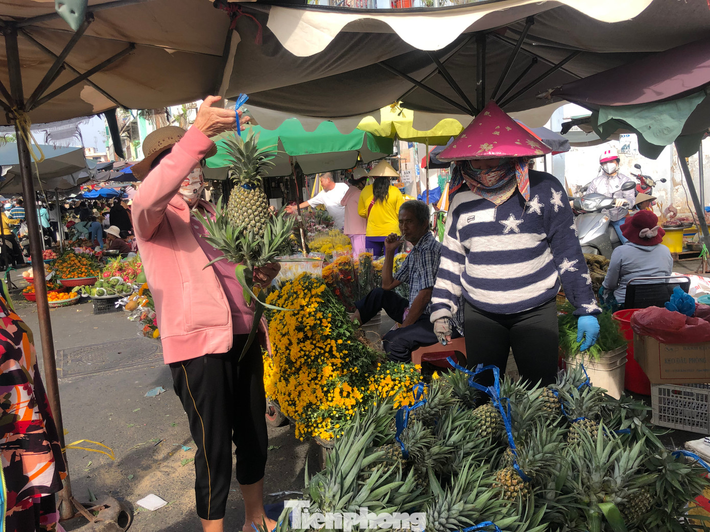 Khóm chưng Tết có giá khá mềm, từ 30.000-35.000 đồng/trái.