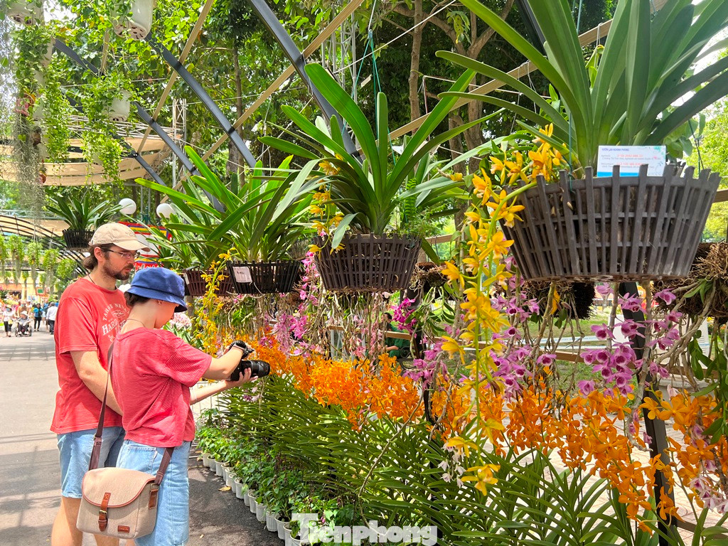 Du khách nước ngoài cũng bất ngờ trước vẻ đẹp muôn màu, muôn vẻ của hàng ngàn loại hoa lan từ các vùng miền hội tụ về TPHCM.