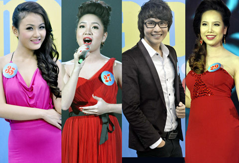 Bốn thí sinh của dòng nhạc nhẹ Sao Mai 2013 Thanh Huyền, Hồng Chinh, Ngọc Vũ, Tịnh Uyên. Ảnh: Ngô Bá