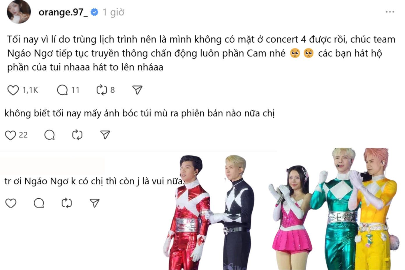 "Cam" chia sẻ không thể tham gia được D-4 khiến nhiều fan tiếc cho Ngáo Ngơ. "Cam" chia sẻ không thể tham gia được D-4 khiến nhiều fan tiếc cho Ngáo Ngơ.