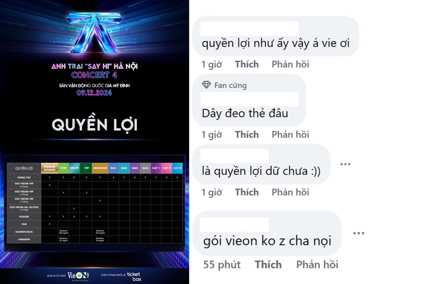 Quyền lợi của khán giả tại concert Anh Trai "Say Hi" D-4 gây tranh cãi. Quyền lợi của khán giả tại concert Anh Trai "Say Hi" D-4 gây tranh cãi.