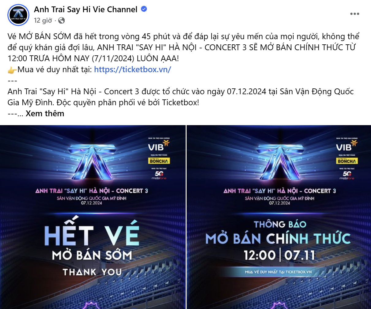 Thời gian bán vé thay đổi đột ngột khiến fan "Say Hi" vừa mừng vừa lo. Thời gian bán vé thay đổi đột ngột khiến fan "Say Hi" vừa mừng vừa lo.