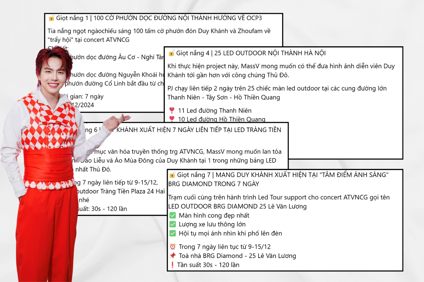Chuỗi dự án "khủng" mà người hâm mộ thực hiện cho Duy Khánh. - Nguồn: fangirl_dailylife. Chuỗi dự án "khủng" mà người hâm mộ thực hiện cho Duy Khánh. - Nguồn: fangirl_dailylife.