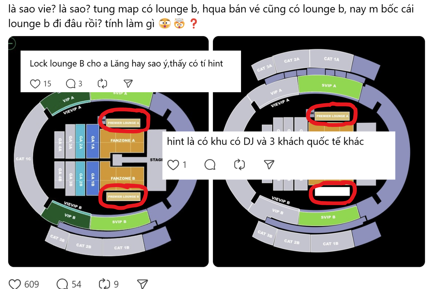 Tuy nhiên, cũng có ý kiến cho rằng khu vực Premier Lounge B còn trống sẽ chừa lại cho khách của nhà tài trợ.