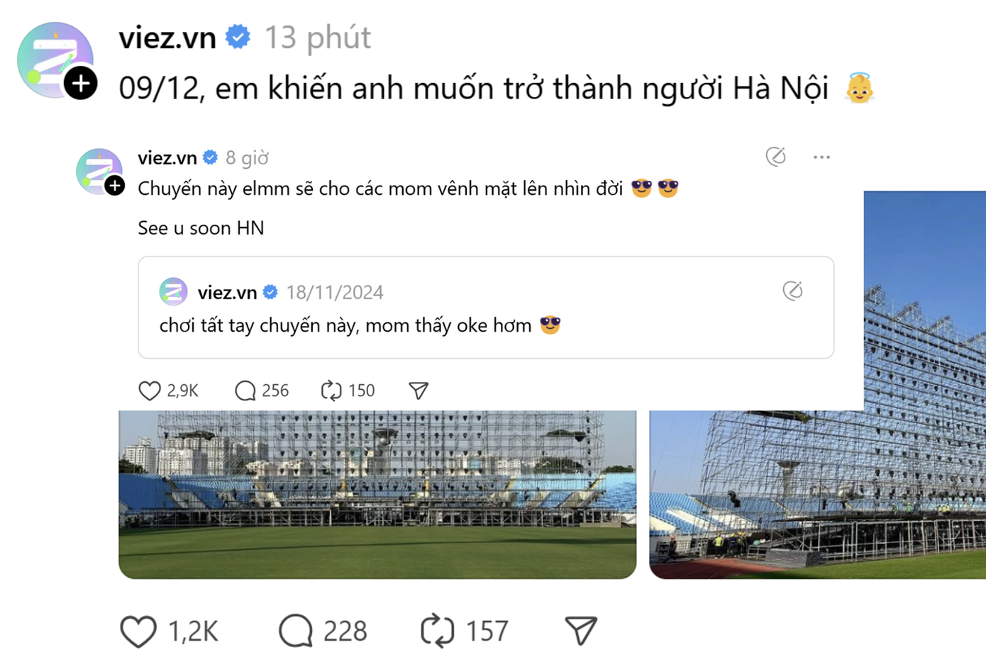 Trên Threads, trang Viez.vn chia sẻ &quot;cho các mom vênh mặt lên nhìn đời&quot;, bên dưới bài đăng nhiều fan cho rằng sẽ có khách mời &quot;khủng&quot; xuất hiện.