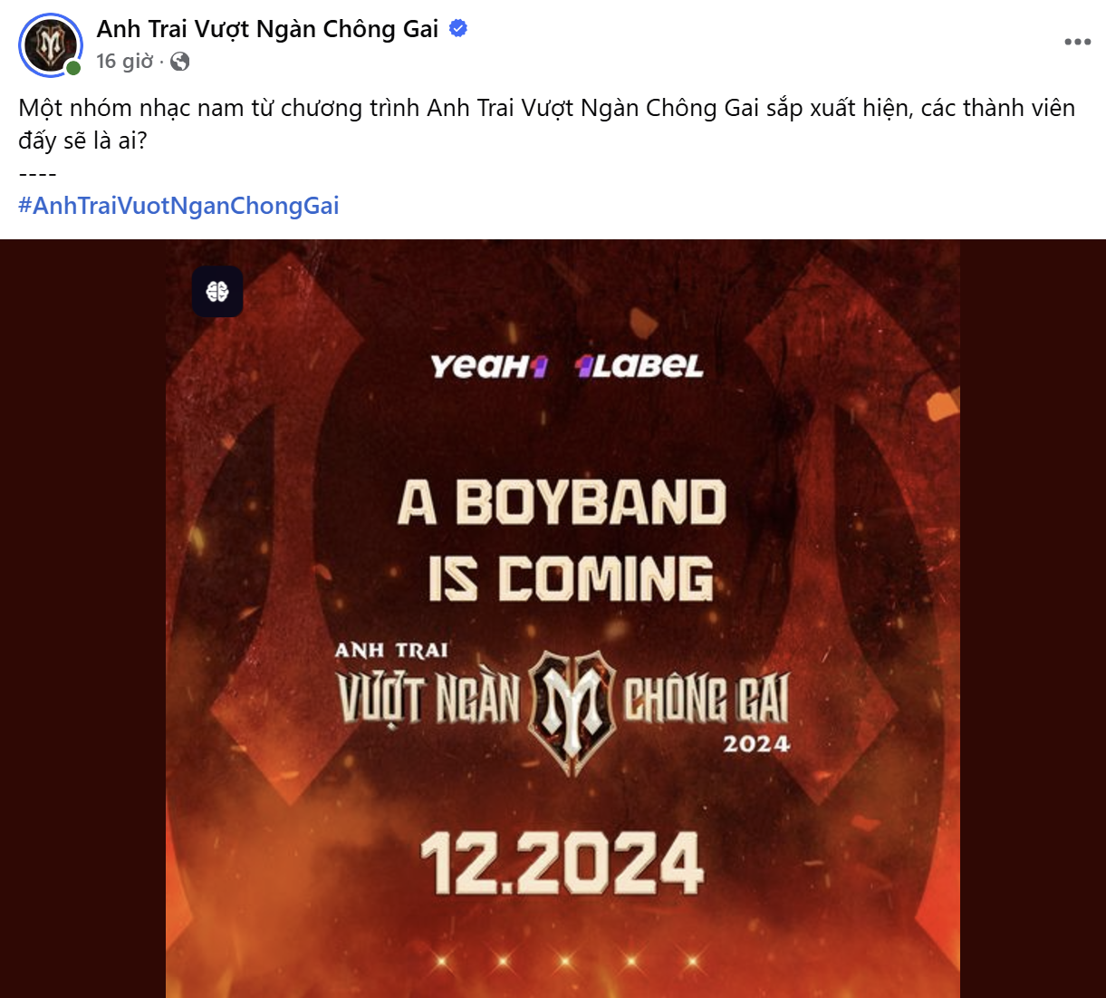 "A BOYBAND IS COMING" được thông báo trong ngày 25/11. "A BOYBAND IS COMING" được thông báo trong ngày 25/11.