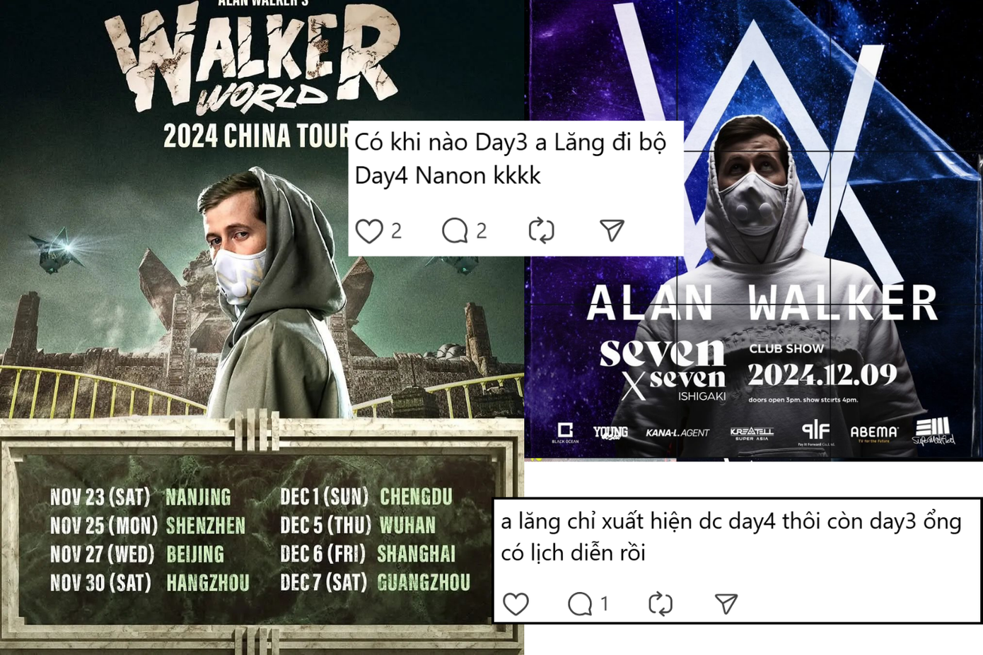 Lịch trình của &quot;A Lăng Đi Bộ&quot; được fan phát hiện là kín cả hai ngày, vì vậy nghệ sĩ quốc tế được nhắc đến có thể không phải Alan Walker.