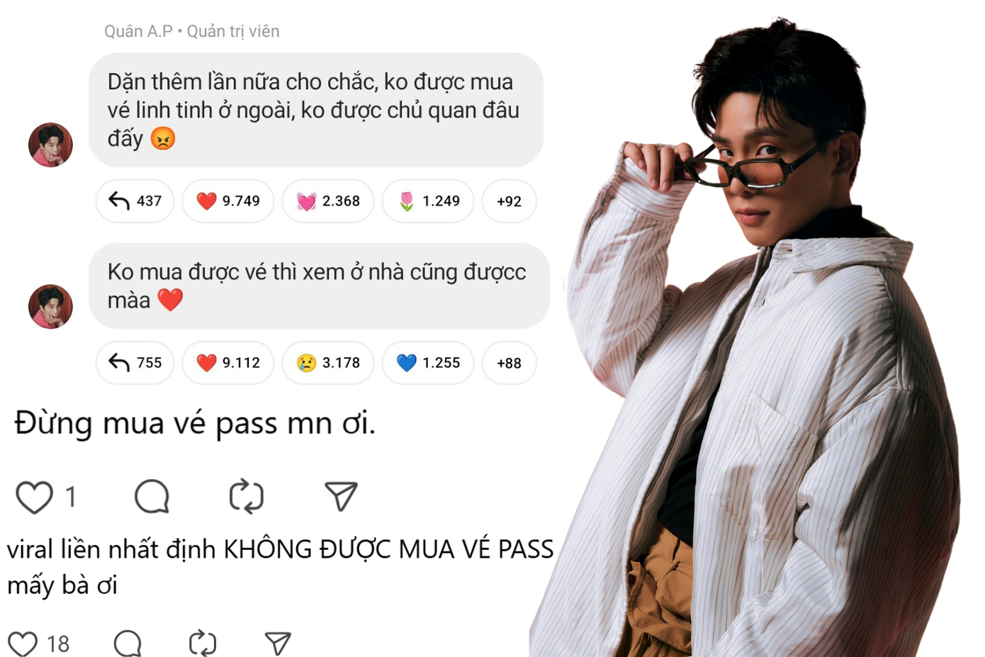 &quot;Hoàng tử&quot; Quân A.P nhắc nhở fan không được chủ quan mua vé &quot;linh tinh&quot; bên ngoài.