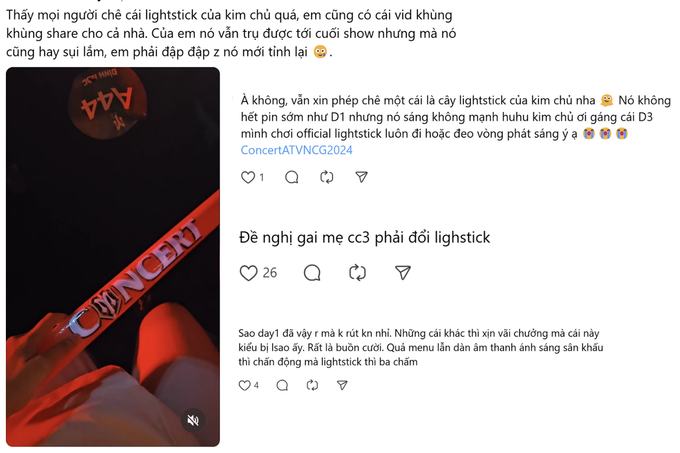 Lightstick cũng là điểm mà các "Gai Con" mong ban tổ chức cải thiện từ D-1. Một số ý kiến cho rằng do thời gian gấp rút nên chưa thể thay đổi tại D-2.