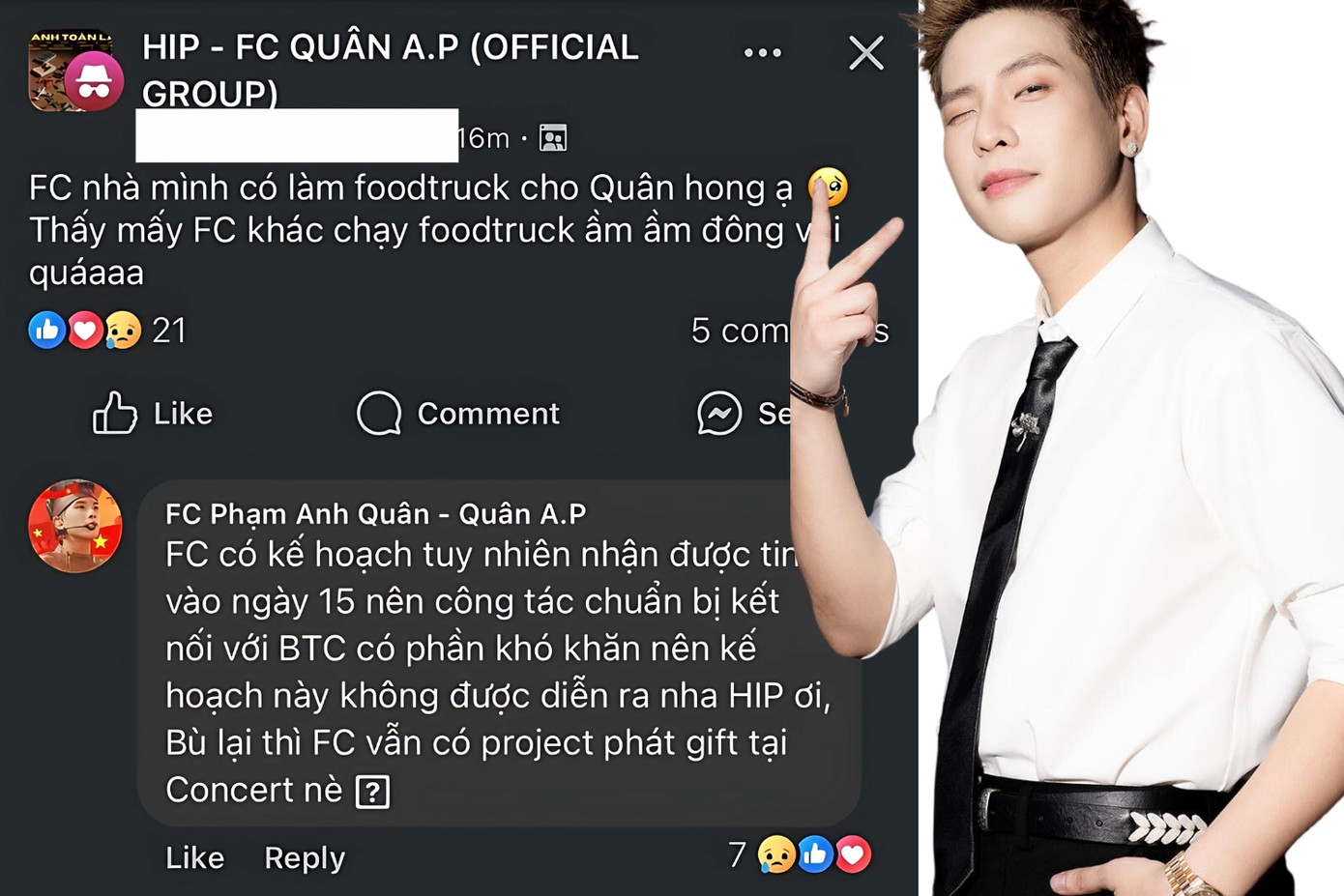 Một số fan tỏ ra không đồng tình với lý do mà FC Quân A.P đưa ra, vì các nhà khác đều nhận thông tin như nhau và hiện tại là concert D-3, đã có thể nắm được thời gian để chuẩn bị. Một số fan tỏ ra không đồng tình với lý do mà FC Quân A.P đưa ra, vì các nhà khác đều nhận thông tin như nhau và hiện tại là concert D-3, đã có thể nắm được thời gian để chuẩn bị.